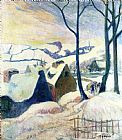 Paul Gauguin Village in the Snow painting
